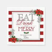 Eat Drink en be Merry Poinsettia Kerstmis Servet (Voorkant)