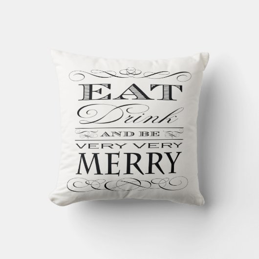 Eat Drink en be Merry Typografie Kussen (Voorkant)