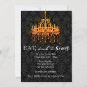 Eat Drink en be Scary Elegant Damask Chandelier Kaart (Voorkant)