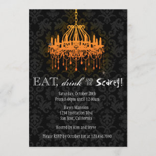 Eat Drink en be Scary Elegant Damask Chandelier Kaart