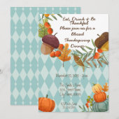 EAT DRINK EN BEDANKFUL INVITATIE KAART (Voorkant / Achterkant)