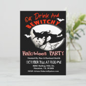 Eat Drink en Bewitchy Halloween Party Invitation Kaart (Staand voorkant)