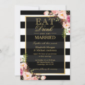 EAT-Drink en bruisende gouden bruiloft Kaart (Voorkant)