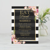 EAT-Drink en bruisende gouden bruiloft Kaart (Staand voorkant)