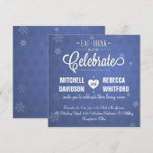 Eat Drink en Celebrate Blue Winter Kaart (Voorkant / Achterkant)