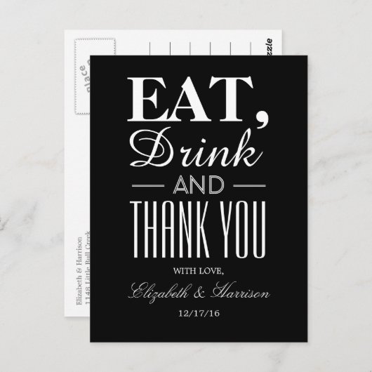 Eat, Drink en dank u Briefkaart (Voorkant / Achterkant)
