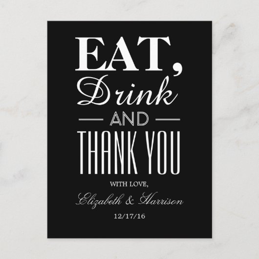 Eat, Drink en dank u Briefkaart (Voorkant)