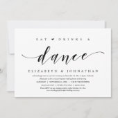 Eat, Drink en Dans, Wedding Elopement Party Invi Kaart (Voorkant)
