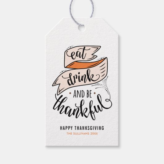 Eat Drink en de Thanksgiving is dankbaar Cadeaulabel (Voorkant)