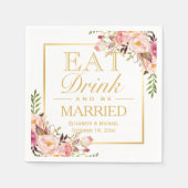 EAT-Drink en Elegant Chic Floral Gold Servetten (Voorkant)