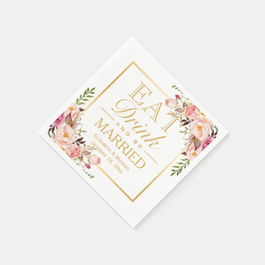 EAT-Drink en Elegant Chic Floral Gold Servetten (Hoek)