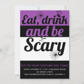 Eat, drink en eng paarse Halloween party Kaart (Voorkant)