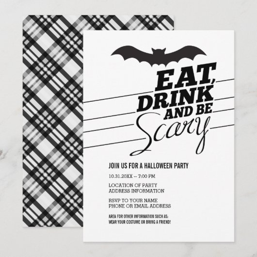 Eat, Drink en eng zijn - Halloween party Kaart (Voorkant / Achterkant)