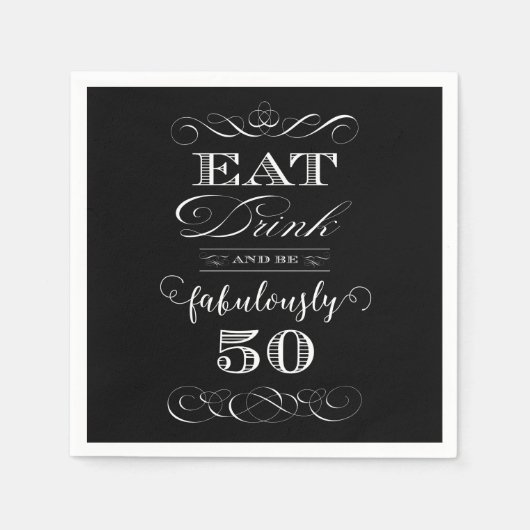 Eat Drink en Fantastisch vijftigjarig feest Servetten (Voorkant)