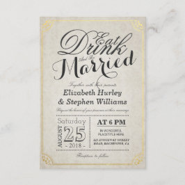 EAT-Drink en fijn gehuwd Damask Paper Gold Border Kaart