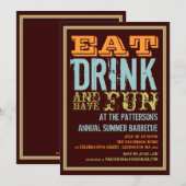Eat, Drink en Fun op een zomerBBQ Kaart (Voorkant / Achterkant)