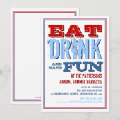 Eat, Drink en Fun op een zomerBBQ Kaart (Voorkant / Achterkant)