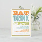 Eat, Drink en Fun op een zomerBBQ Kaart (Staand voorkant)