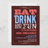 Eat, Drink en Fun op een zomerBBQ Kaart (Voorkant)