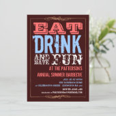 Eat, Drink en Fun op een zomerBBQ Kaart (Staand voorkant)