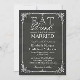 EAT-Drink en gehuwd  Chalkboard-Lijst Kaart