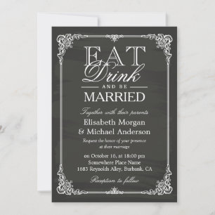EAT-Drink en gehuwd  Chalkboard-Lijst Kaart
