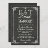 EAT-Drink en gehuwd  Chalkboard-Lijst Kaart (Voorkant / Achterkant)