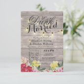 EAT-Drink en gehuwd String Light Rustic Wood Kaart (Staand voorkant)