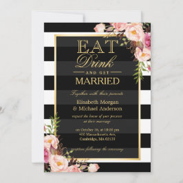 EAT Drink en Getrouwd Gouden Bloem Bruiloft Kaart