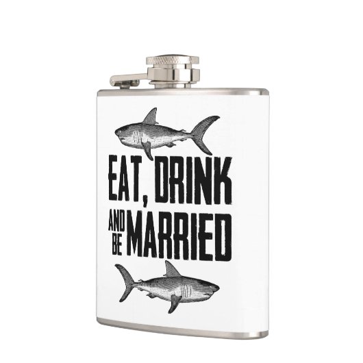 Eat Drink en getrouwd  haaien bruiloft Heupfles (Links)