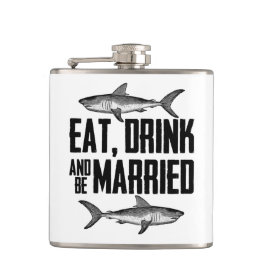 Eat Drink en getrouwd  haaien bruiloft Heupfles