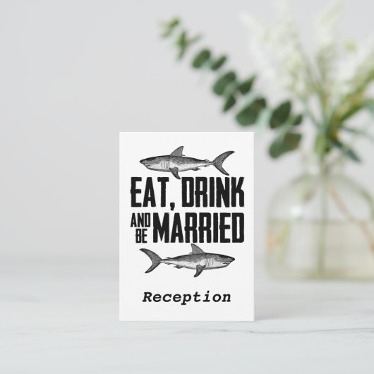 Eat Drink en getrouwd  haaienvangst Informatiekaartje (Staand voorkant)