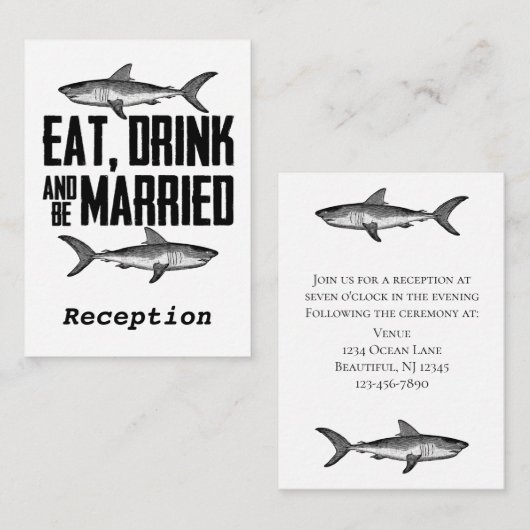Eat Drink en getrouwd  haaienvangst Informatiekaartje (Voorkant / Achterkant)
