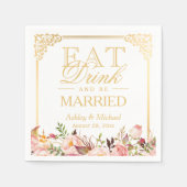 EAT-Drink en getrouwd  Lijst Floral Servet (Voorkant)