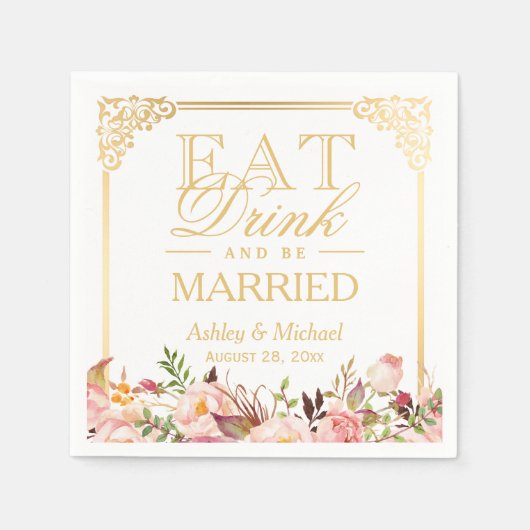 EAT-Drink en getrouwd Lijst Floral Servet (Voorkant)