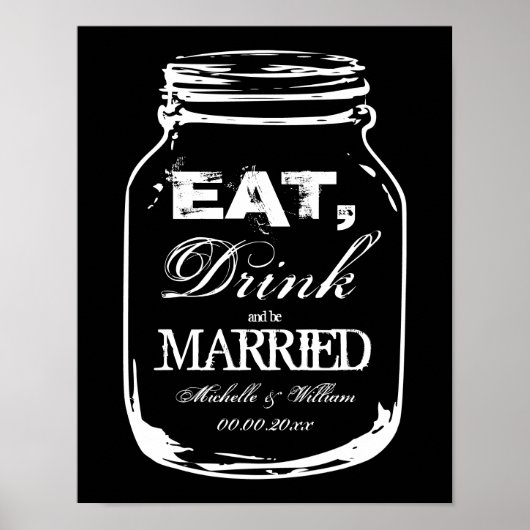 Eat drink en getrouwd Mason Jar bruiloft posters (Voorkant)