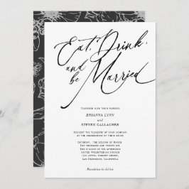 Eat drink en getrouwd Modern script bruiloft Kaart