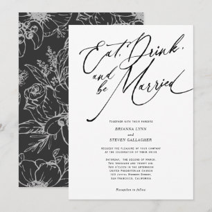 Eat drink en getrouwd Modern script bruiloft Kaart