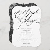 Eat drink en getrouwd Modern Script bruiloft Kaart (Voorkant / Achterkant)
