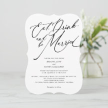 Eat drink en getrouwd Modern Script bruiloft