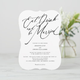 Eat drink en getrouwd Modern Script bruiloft Kaart