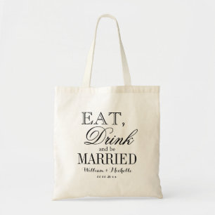 Eat drink en getrouwd trouwpartij canvas tassen