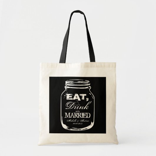 Eat drink en getrouwd zijn Mason Jar bruiloft canv Tote Bag (Voorkant)