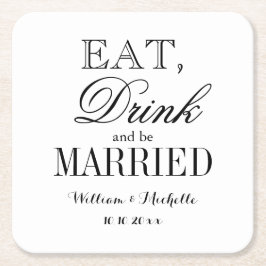 Eat drink en getrouwde fancy bruiloft onderzetters