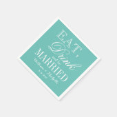 Eat drink en getrouwde turkooise bruiloft servette servet (Hoek)