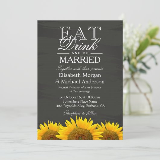 EAT-Drink en gewonnen zonnebloemen Kaart (Staand voorkant)