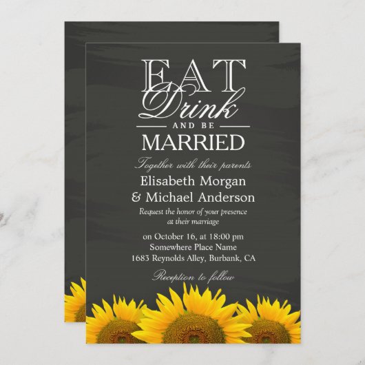 EAT-Drink en gewonnen zonnebloemen Kaart (Voorkant / Achterkant)