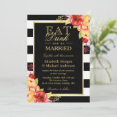 EAT-Drink en gouden herfst bruidebruideweddenschap Kaart (Staand voorkant)