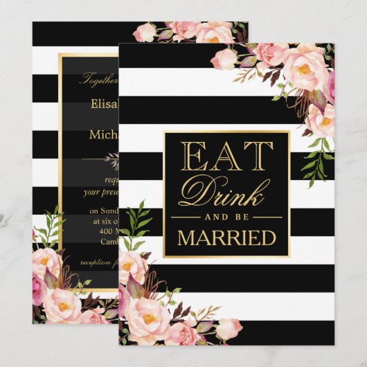 EAT-Drink en gouden zwarte gouden streep Kaart (Voorkant / Achterkant)