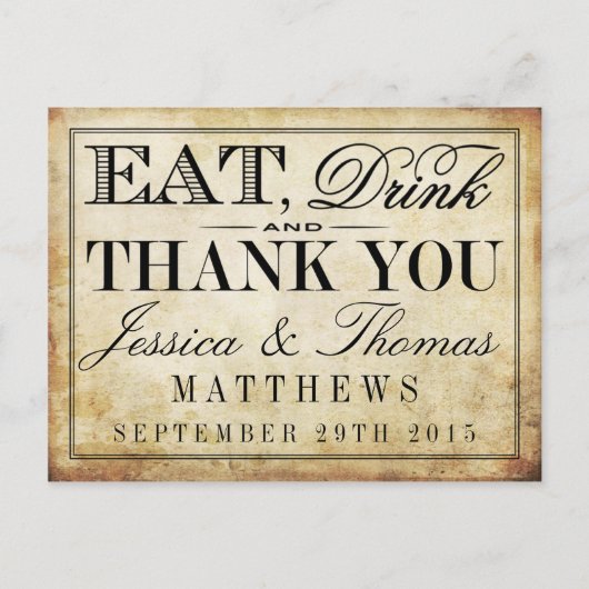 Eat, Drink en huwelijk Briefkaart (Voorkant)